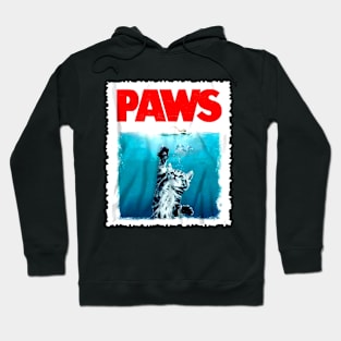 "PAWS" Funny Cat Parody T-Shirt | Hilarious Twist on the Classic JAWS Poster Hoodie